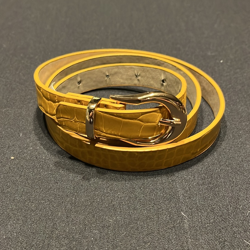 3/4” Wide |  Yellow Faux Snake Skin Belt | 43” (fits size 8-10)